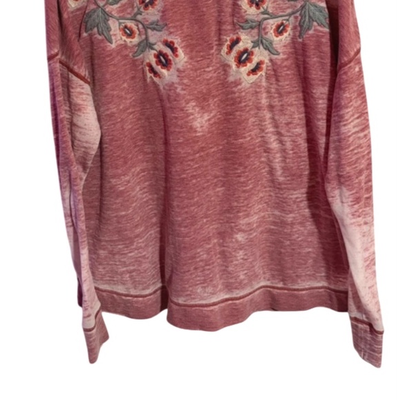 Lucky Brand sz XL Pink~Orange Embroidered Burnout Sweater - Picture 3 of 10